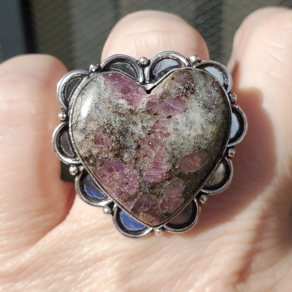 New Heart Shaped Pink Tourmaline 925 Silver Ring. - Picture 1 of 11